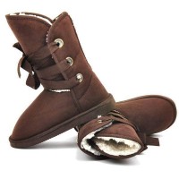 Boots Semi montantes Fourrees Fashion Lacets satin Winter Marron